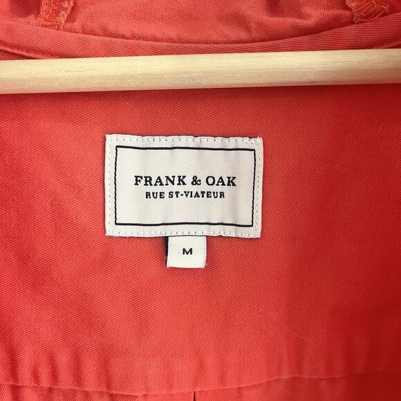 Frank & Oak Men’s Orange/Red Long Sleeve Button Down Shirt Drawstring Hood M - Picture 3 of 3